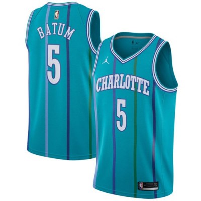 Nike Charlotte Hornets #5 Nicolas Batum Aqua NBA Jordan Swingman Hardwood Classics Jersey Men's